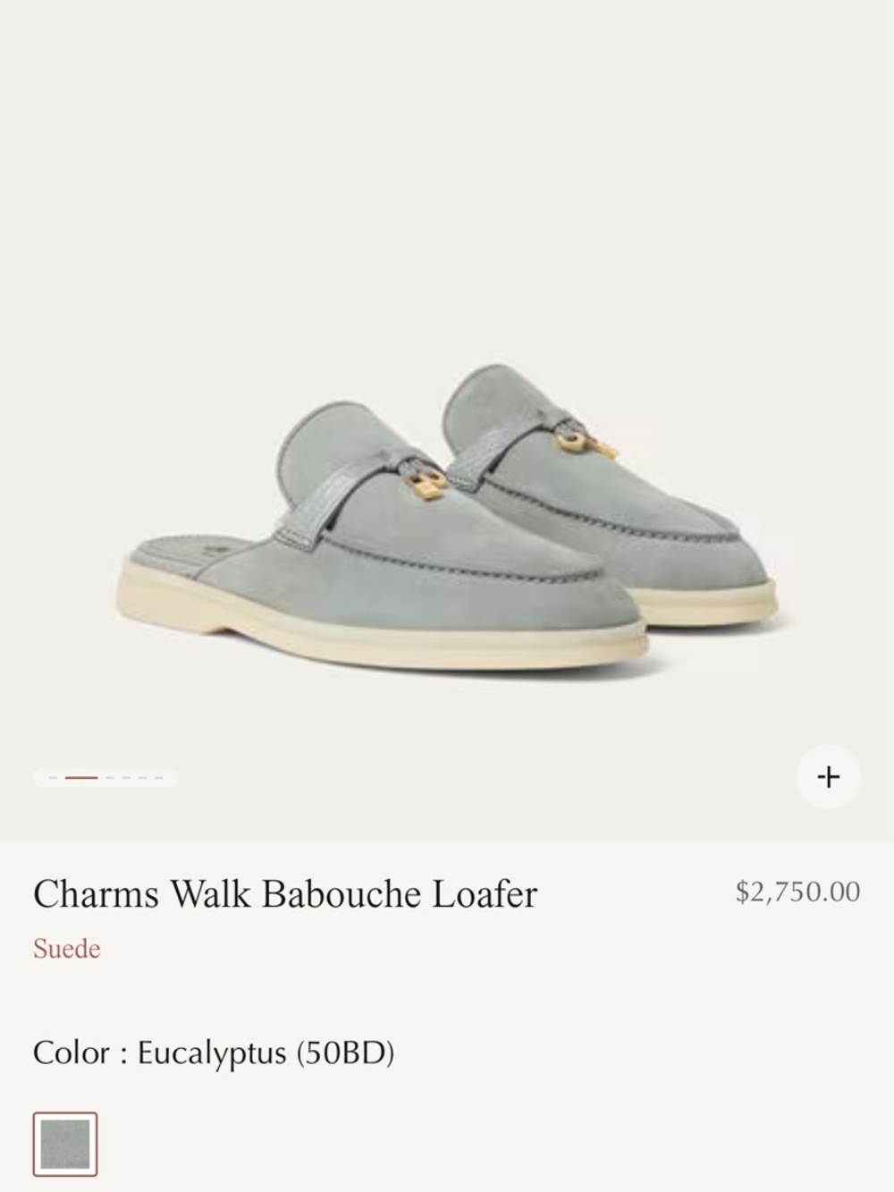 Loro Piana Eucalyptus Suede Charms Walk Babouche Loafers